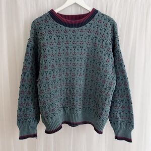 Blue and Purple Patterned Women's Sweater